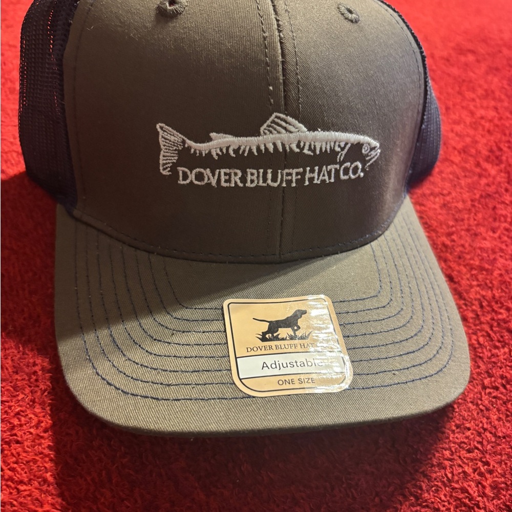 Dover Bluff Hat Co. Olive Green Cap with Blue mesh back , snap back . NWT